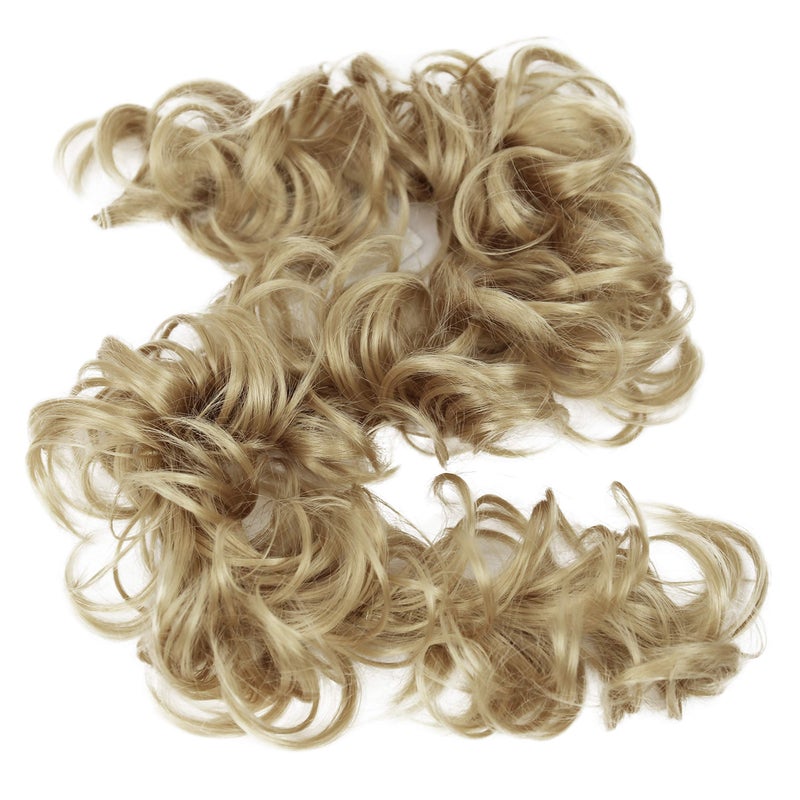 CAISHA Hairpiece Hair Wrap Heat-resistant Synthetic Fibres Curly Messy Updo Blonde HW17 - Image 1